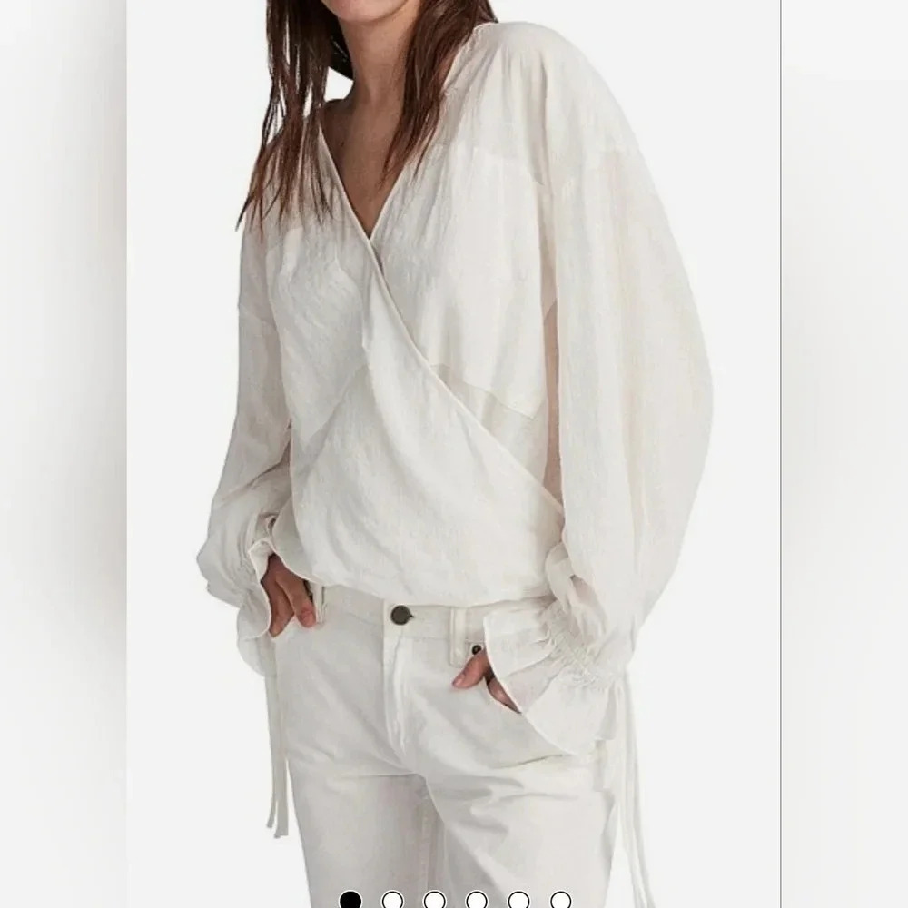 ALLSAINTS Women's Penny Wrap Top Size Medium Spring Lightweight Travel Vacation